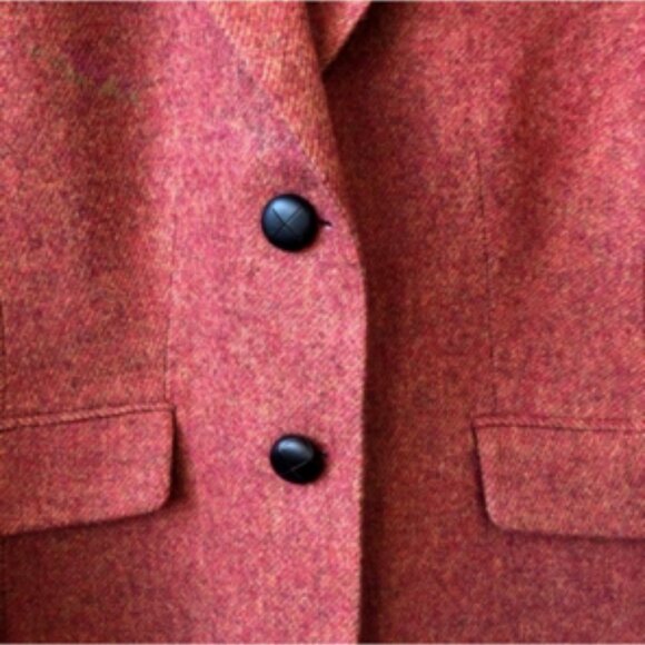 Talbots Shetland Herringbone Wool Blend Blazer Jacket Rust Brown 12P Classic - Picture 2 of 5